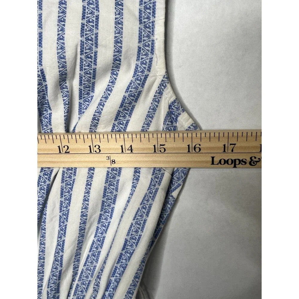 Merona Dress Women Size Small Blue White Striped Belted Pockets Cap Sleeve